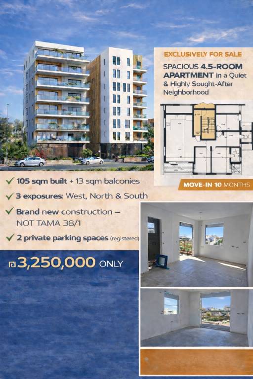Apartamento en venta - 4.5 alojamiento - Brener St 20, Ra'anana, Israel